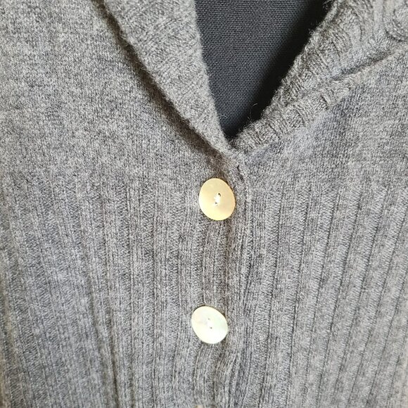 Precious Fibers 100% Cashmere Gray Long Shawl Collar Cardigan Sweater L Coatigan - Picture 5 of 8